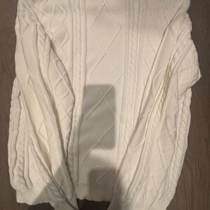 Edikted Ivory Cable Knit Crewneck Sweater